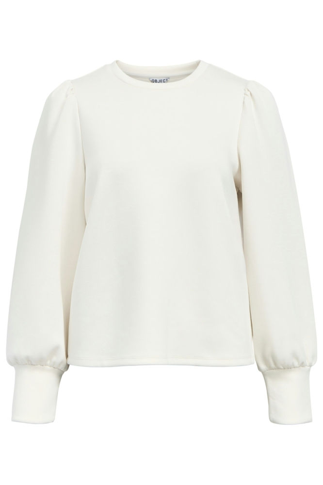 OBJANDREA RE L/S O-NECK TOP NOOS 23047103 WHITE SAND